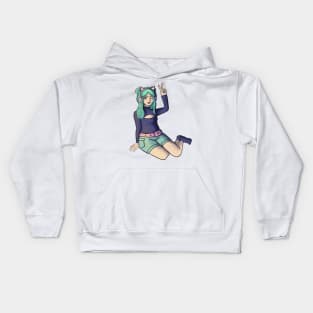 E-girl with cat headphones Kids Hoodie